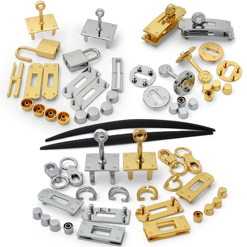 

Fashion Metal Bag Locks Clasp Bag Lcok Sets For Handbags Purse Tote Closures Snap Clasp DIY Craft Hardware Case Bag Accessories