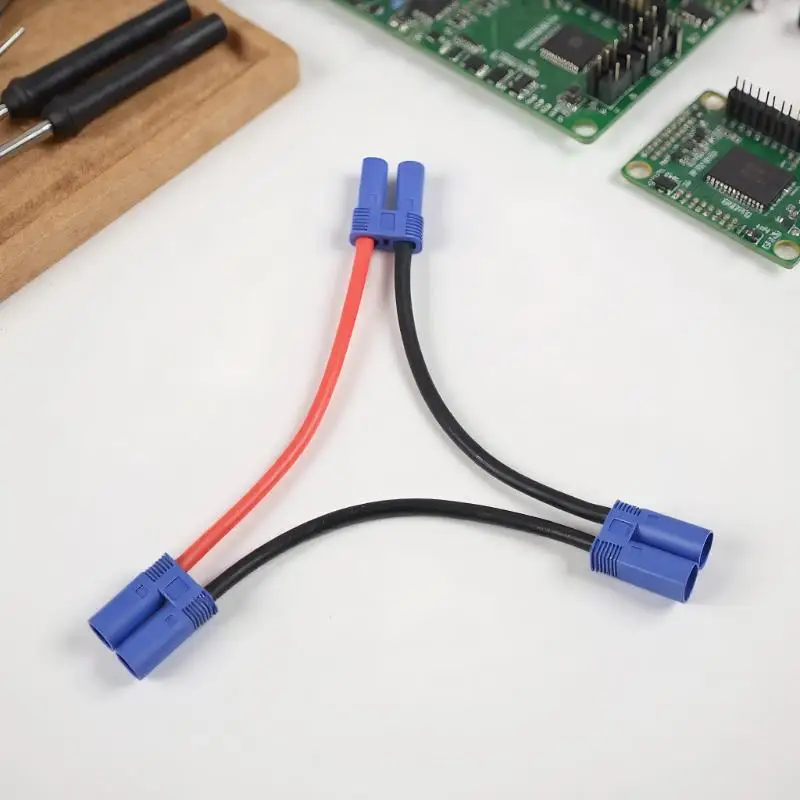 Cabo conector de bateria paralela especializado EC5 - Extensão dupla Y / O de silicone 12AWG para grupos Rc