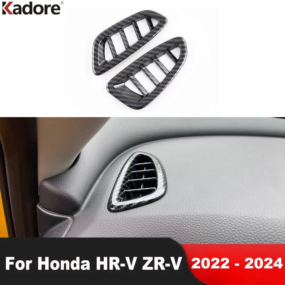 

Для Honda HR-V 2023 2024 ZR-V 2022-2024 передняя верхняя крышка из углеродного волокна автомобиля, вентиляционное отверстие, накладка, аксессуары для интерьера