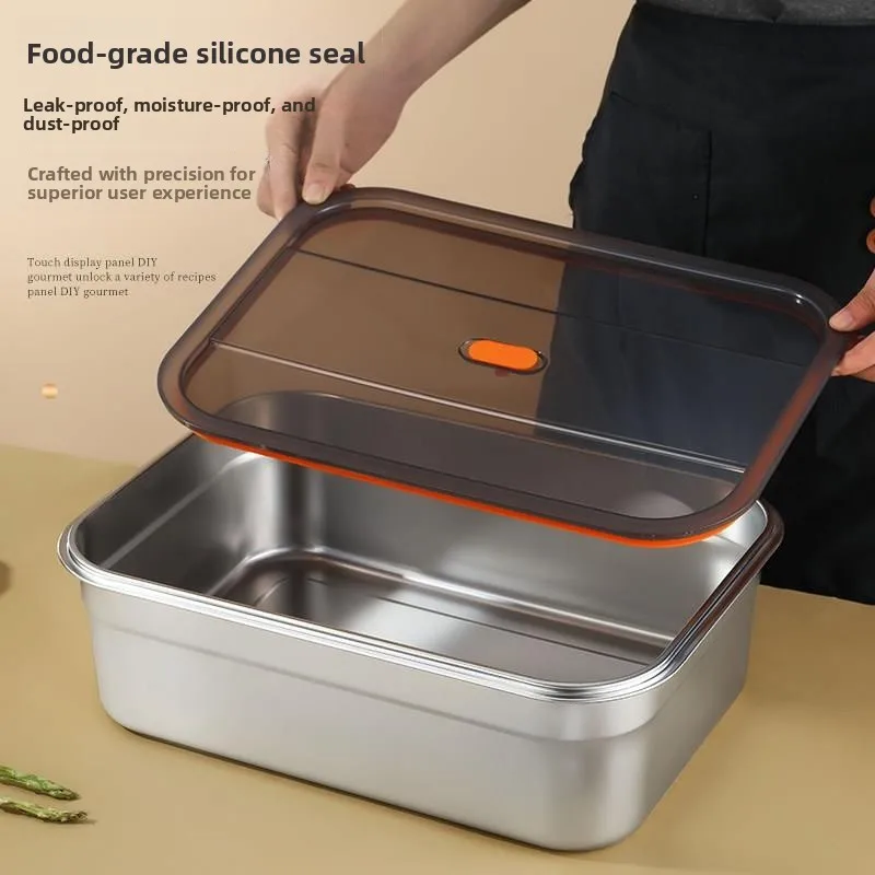 

Food Grade Stainless Steel Preservation Box Special Thickened Fridge Sealed Lunch Box Large Capacity Refrigerator Storage Con...
