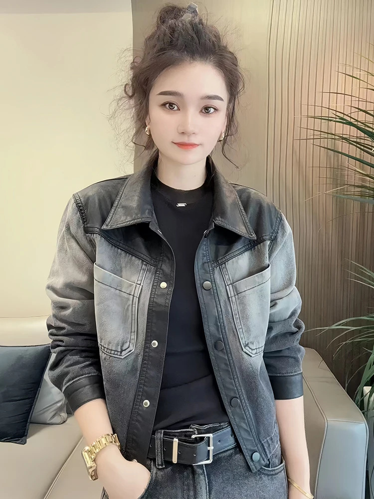 

Стильная джинсовая куртка для женщин: весенне-осенняя, повседневная, в стиле ретро, с пэчворком, верхняя одежда, повседневное пальто