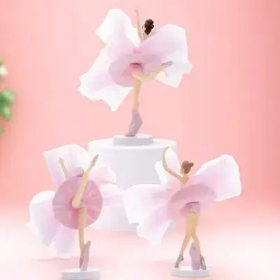 

Ballerina Girl Ornaments 3 Sets Ballet Cupcake Topper Birthday Cake Decor Plastic Decorations Lightweight Compact Sturdy