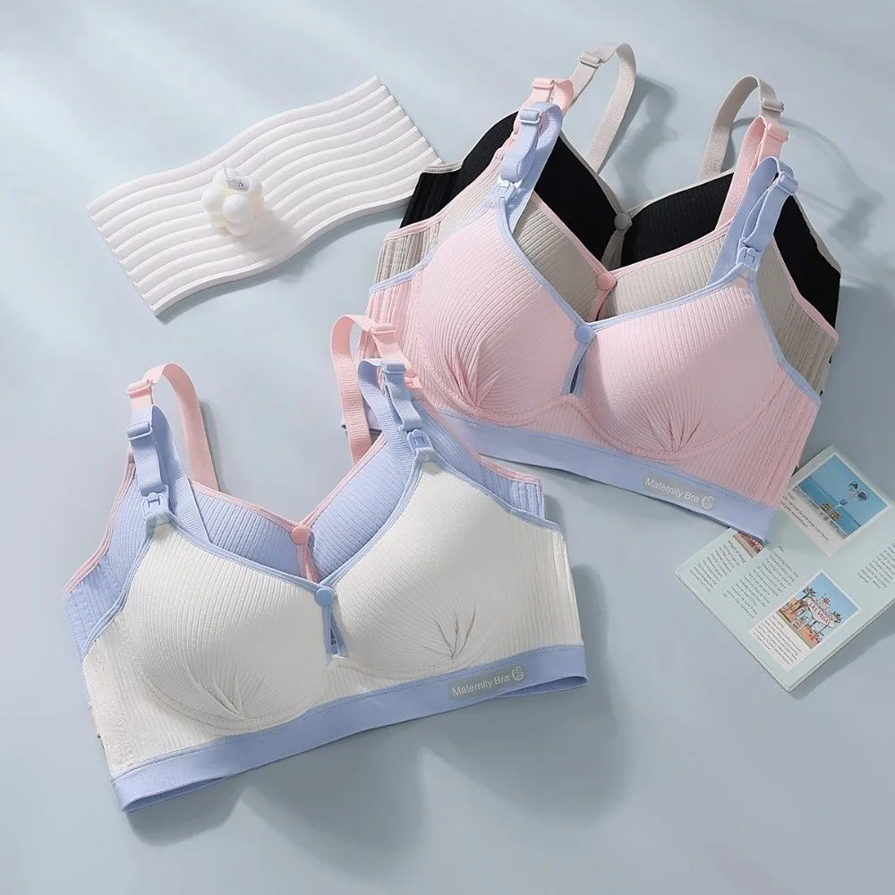 Double Buckle Nursing Bra Anti-sagging Breathable Pregnancy Bralette Push-up Comfortable Nursing Bralette for Breastfeeding