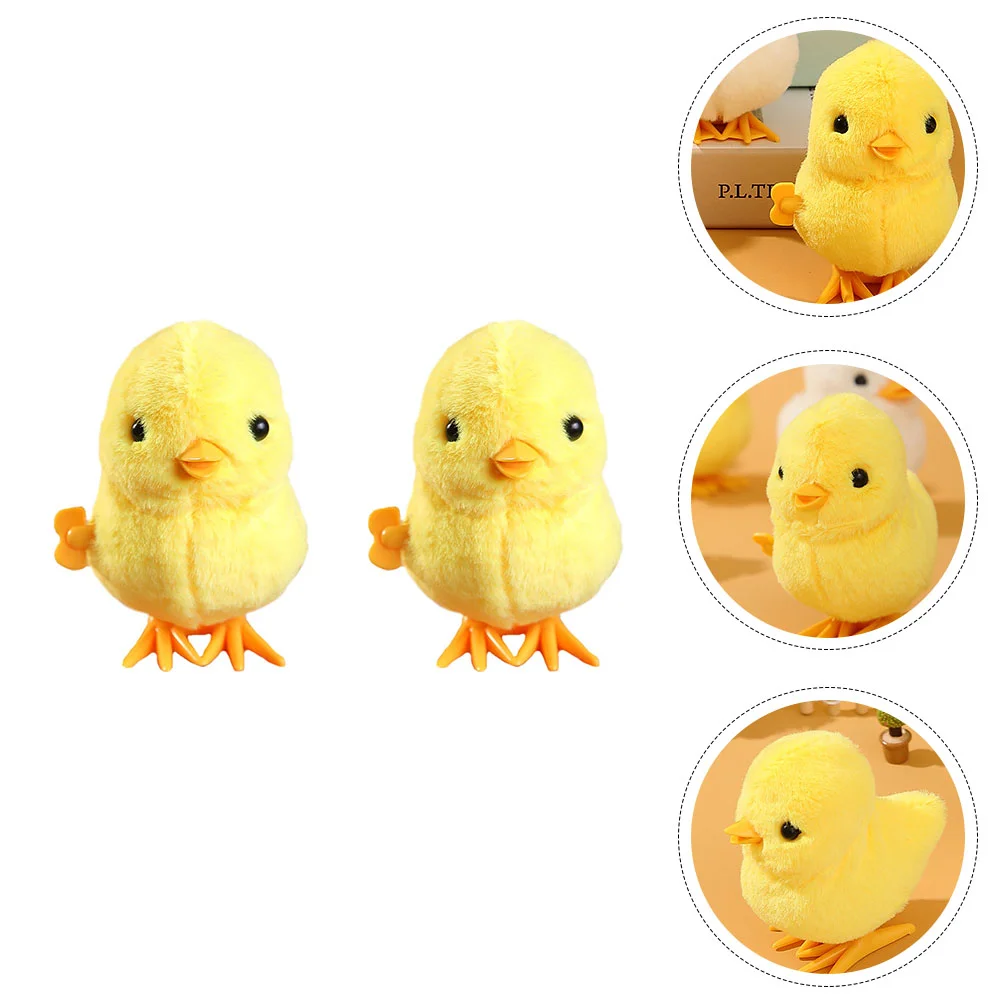 2 Pcs Wind up Toys Bulk Animal Jumping Chicken for Toddlers Clockwork Plastic Educational Playthings Childrens