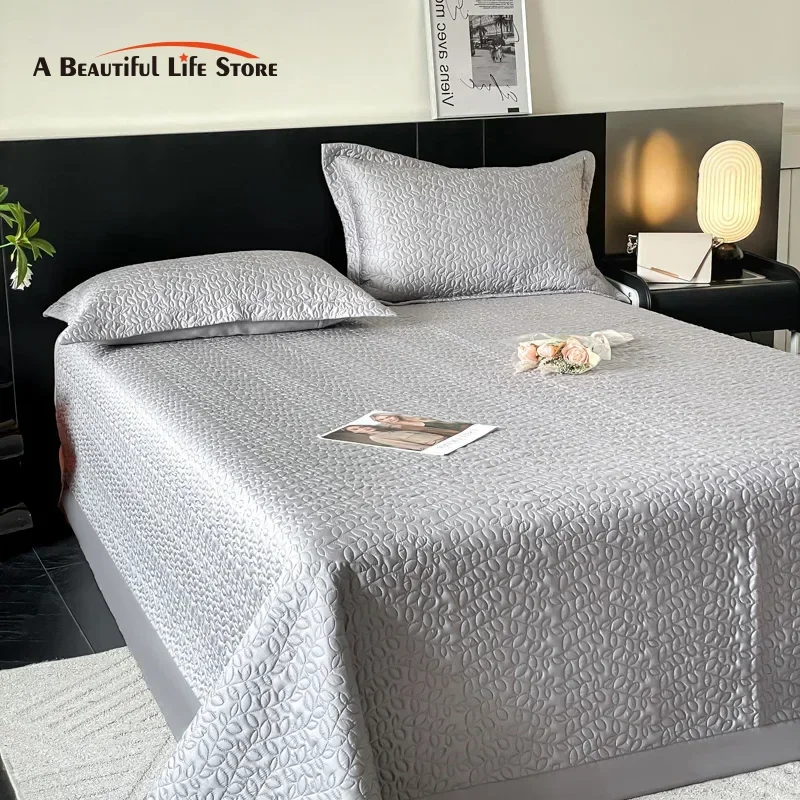 Grey Soft Silky Cool Feeling Lyocell Eucalyptus Fiber Quilted Bedspread Bed Cover Mattress Topper Coverlet Bed Sheet Summer Mat