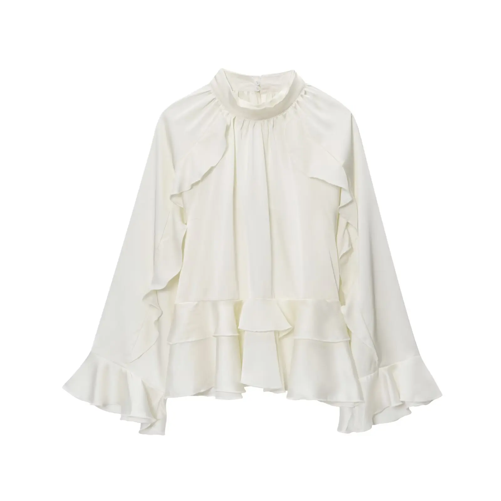 

NINE ZA Women's Faion Decorative Loose Long Sve Pure Color irt Versatile Layered irt Commute Sle Polyester Fiber