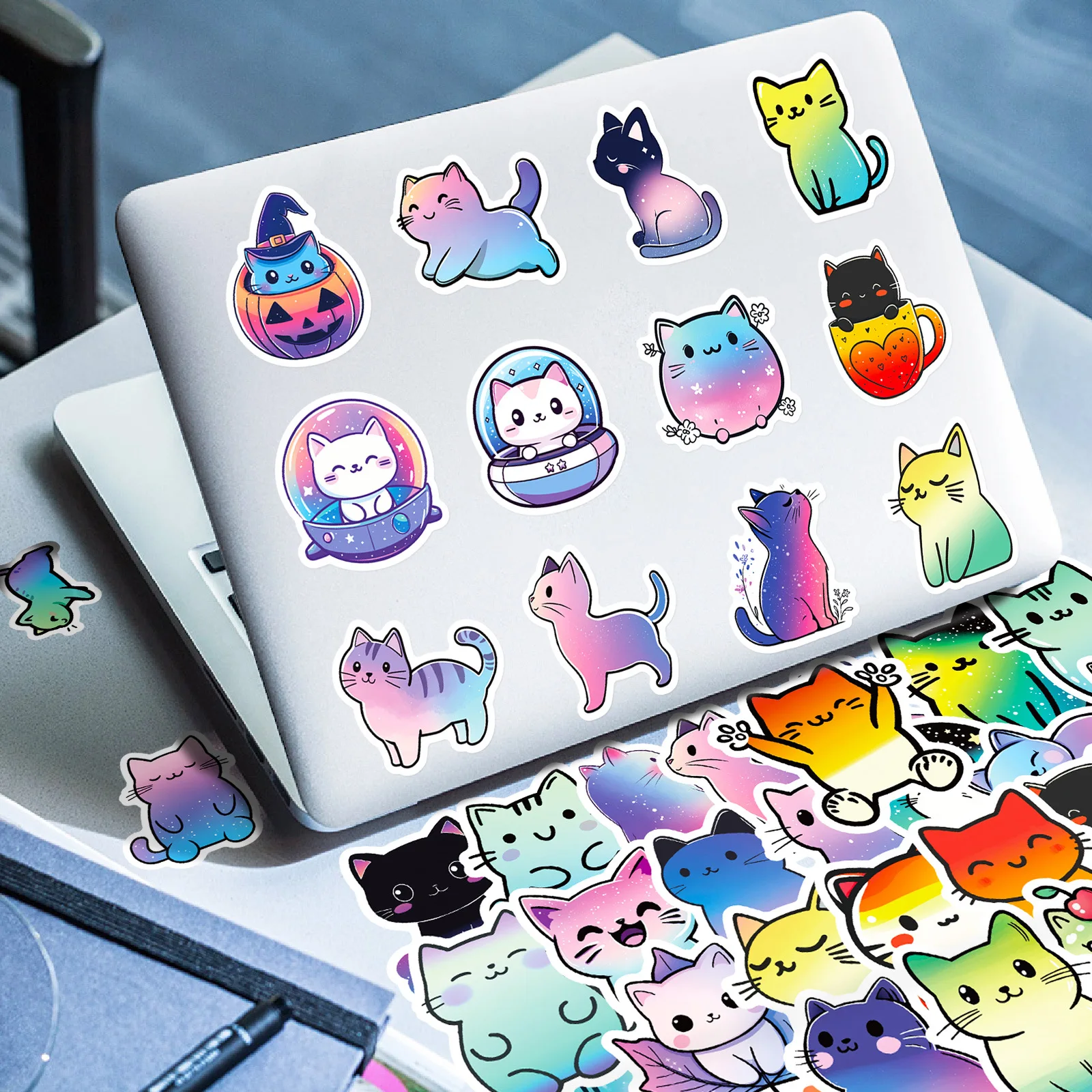 50Pcs Cute Colorful Cat Stickers DIY Stickers Scrapbooking Phone Luggage Skateboard Waterproof Decals