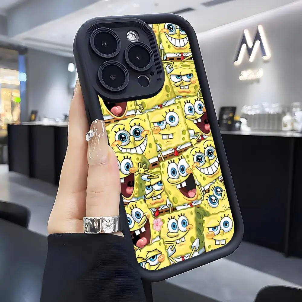 Klassische Cartoon Spongebob Handyhülle für iPhone 17 Air 16 E 15 14 Plus 13 12 11 Pro Max Sky Eye Schrittweise Schutzhülle