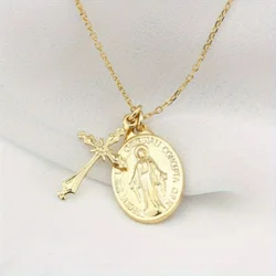 Fashion Madonna Cross Necklace as a holiday religious jewelry gift for mothers wives and friends aesthetic pendants