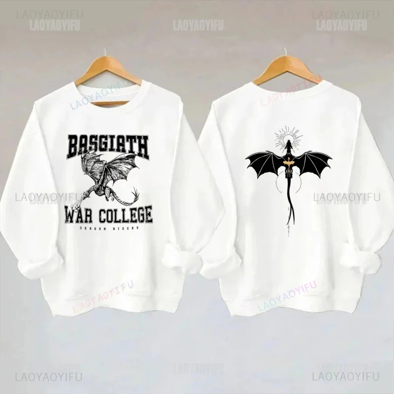 Fourth Wing Sweatshirt Dragon Rider 2 Side Print Basgiath War College Pullovers Empyrean Series Fantasy Bookish Vintage Hoody