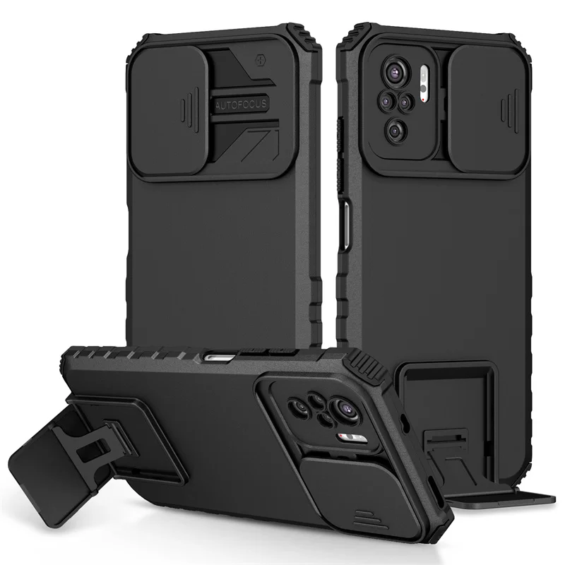 For Xiaomi Poco M5S Case Shockproof Armor Slide Lens Protect Coque For Poko Little M5S M 5S M5 S Pocom5s 4G Kickstand Back Cover