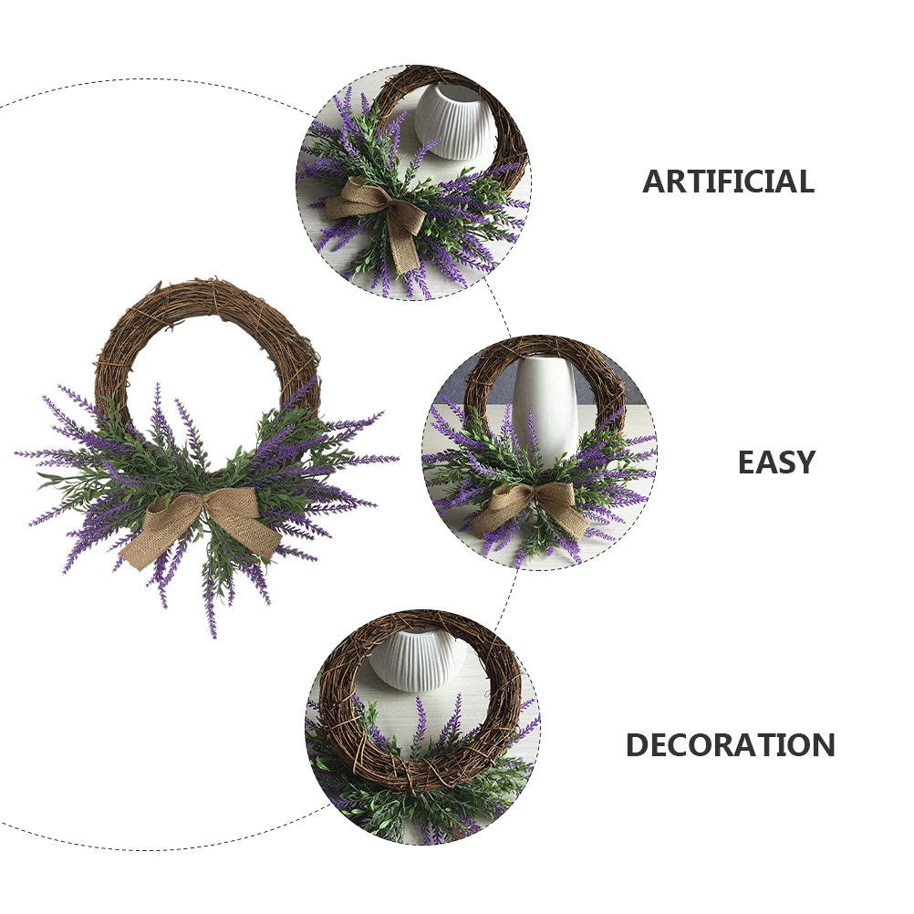 

Artificial Lavender Wreath Decor Wall Artificial Lavender Door Hanging Party Wedding Photo Prop Home Hotel Mall nament