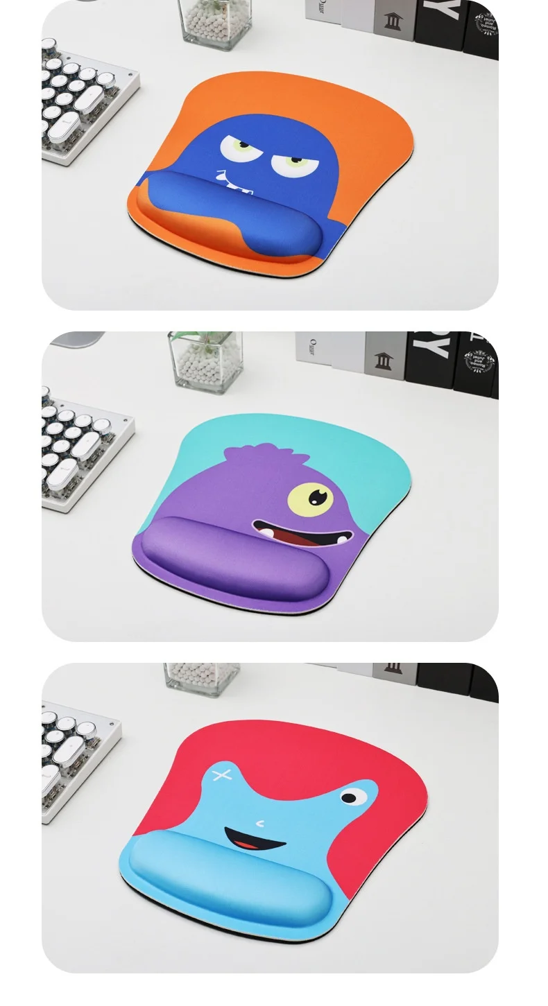 Schaumstoff-Handgelenkauflage Mauspad 6 Farben Büro Gaming Ergonomische Rutschfeste Schreibtischunterlage Niedliches Muster – Detail 9
