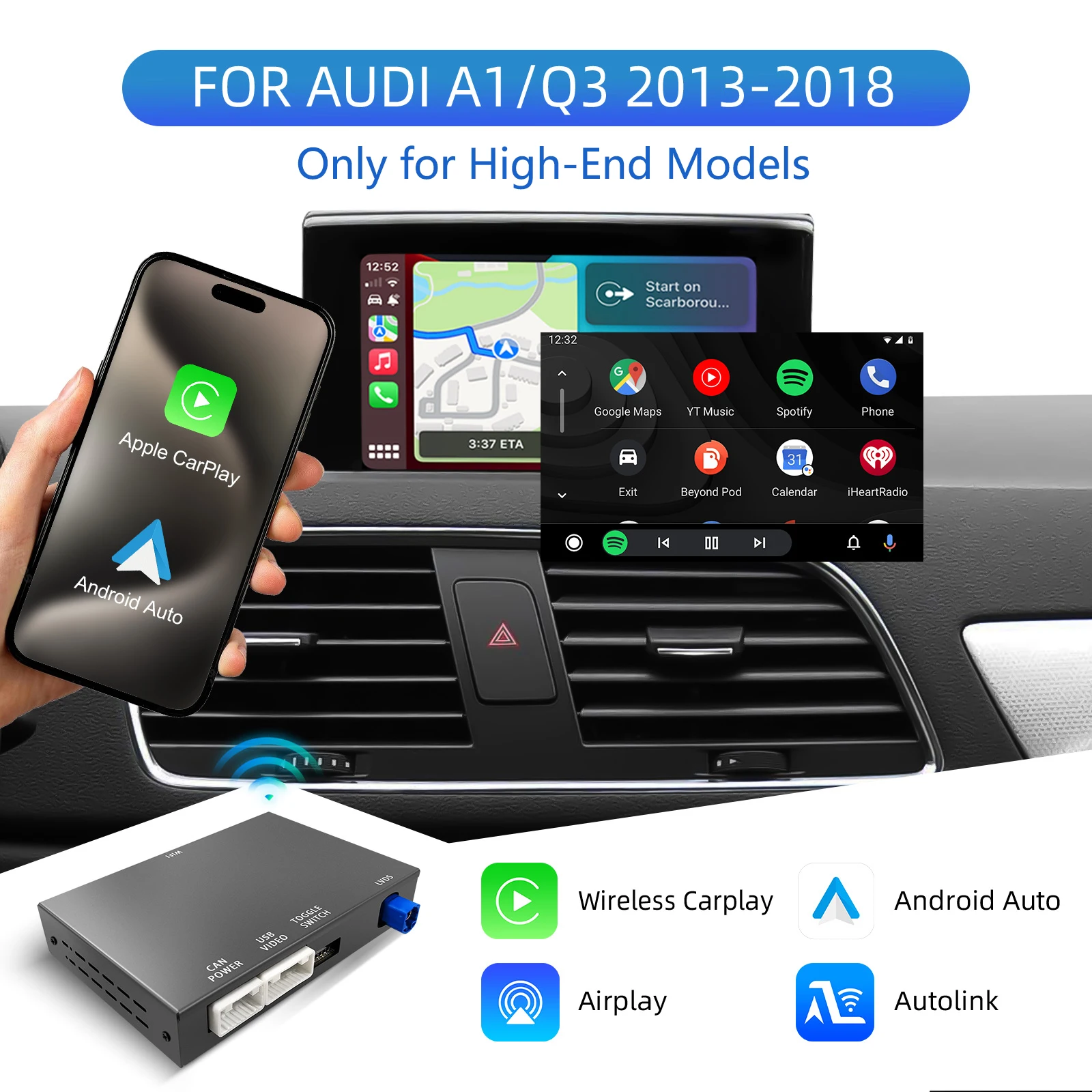 OEM Screen Upgrade Decoder Box for Audi A1 Q3 2012-2018 6.5