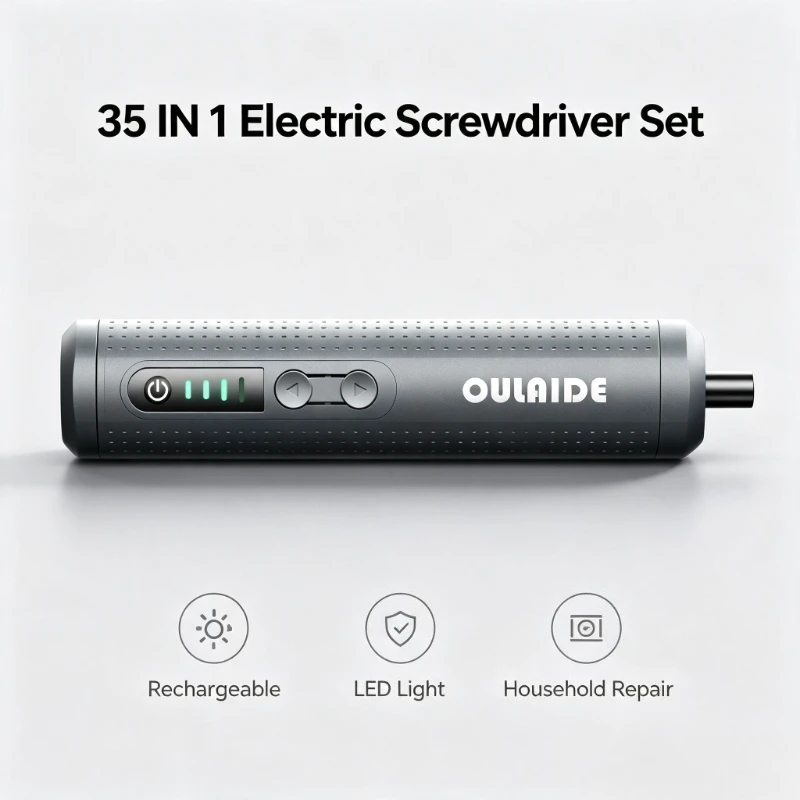 OULAIDE 35 in 1 Electric Screwdriver Set Rechargeable Power Screwdrivers Automatic Household Repair Tools with LED Light