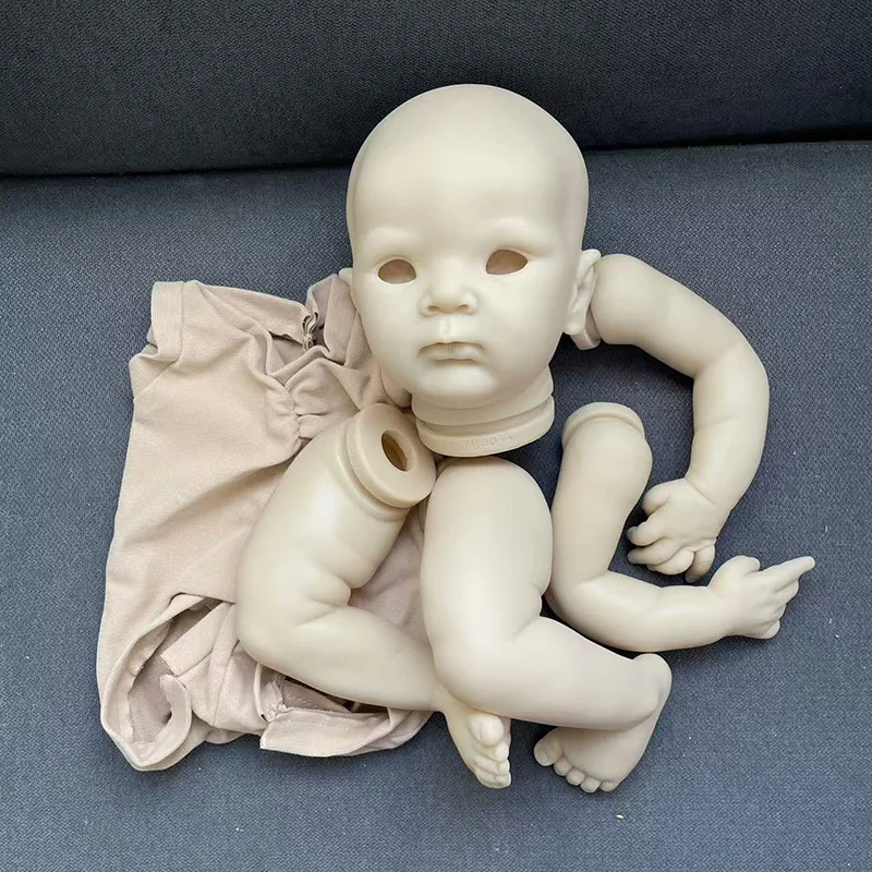 NPK 19Inch Unpainted Unfinished Blank Doll Kit Reborn Zaza Fresh Color DIY Doll Parts with Cloth Body and Eye Include