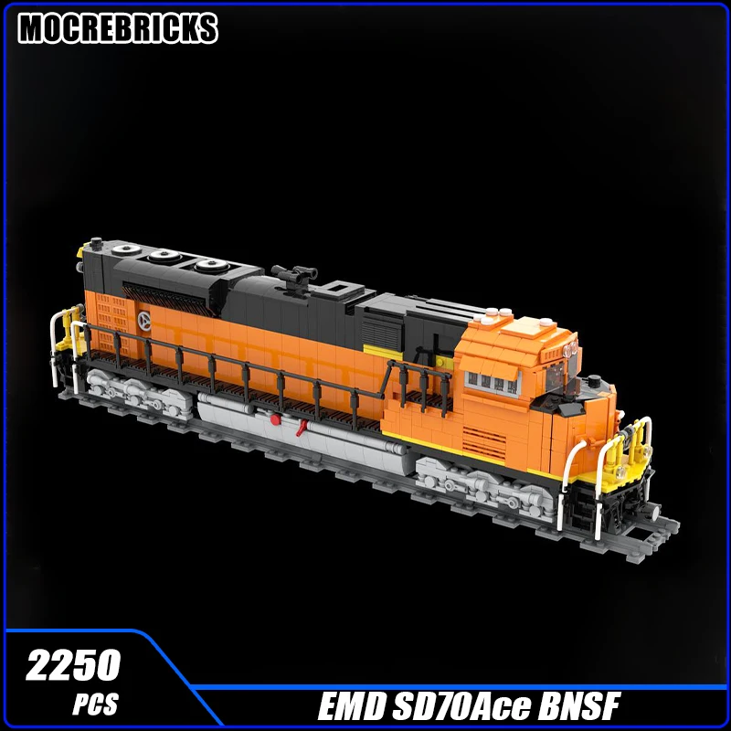 MOC-149211 City Railway Train SD70Ace BNSF Battery Train Building Block Assembly Model Brick Toy Children's Christmas Gifts