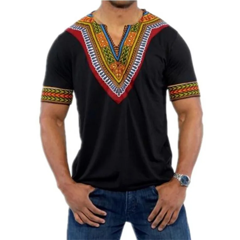 6Color 2024 Fashion Summer Men Top African Clothing Africa Dashiki Dress Print Rich bazin Casual Short Sleeve T Shirt for Mans