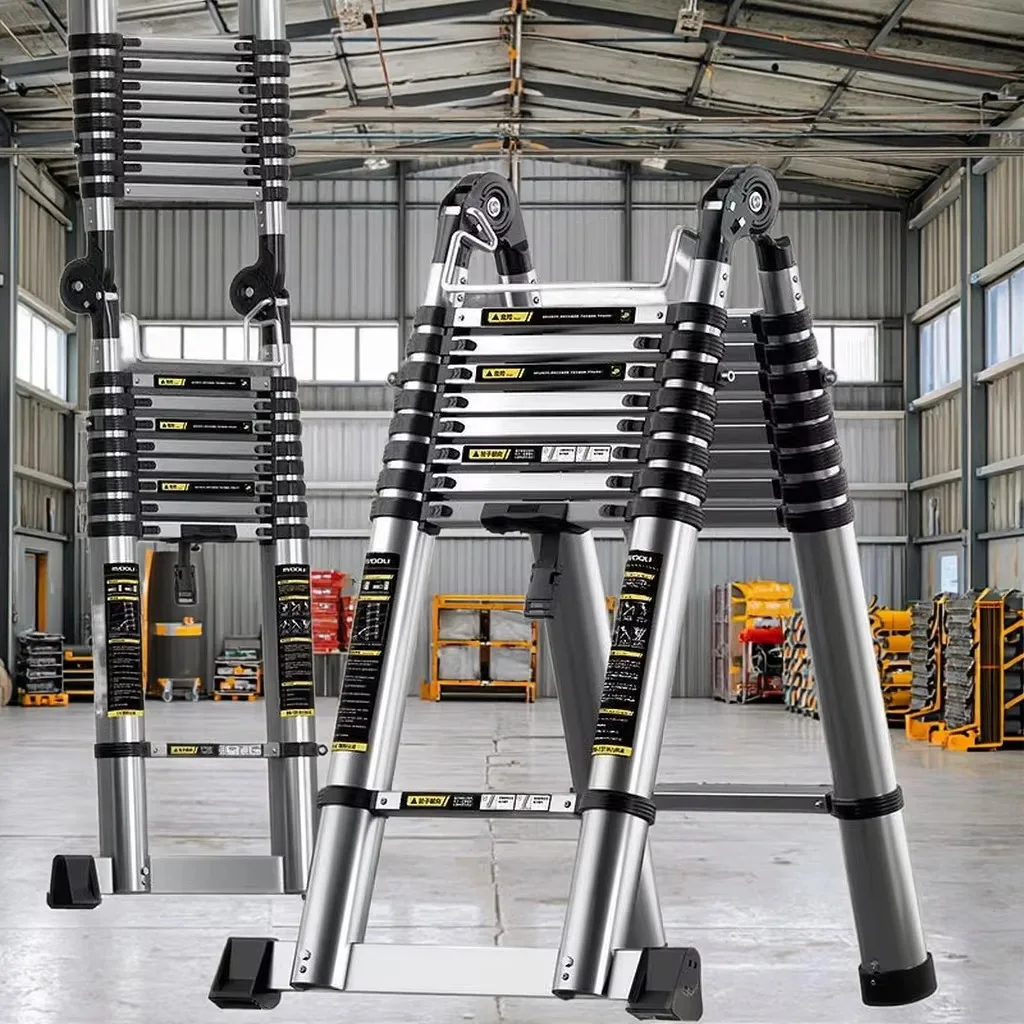 

Adjustable Insulated Aluminum Telescopic Ladder Lightweight Portable Multi-purpose Foldable Stepladder