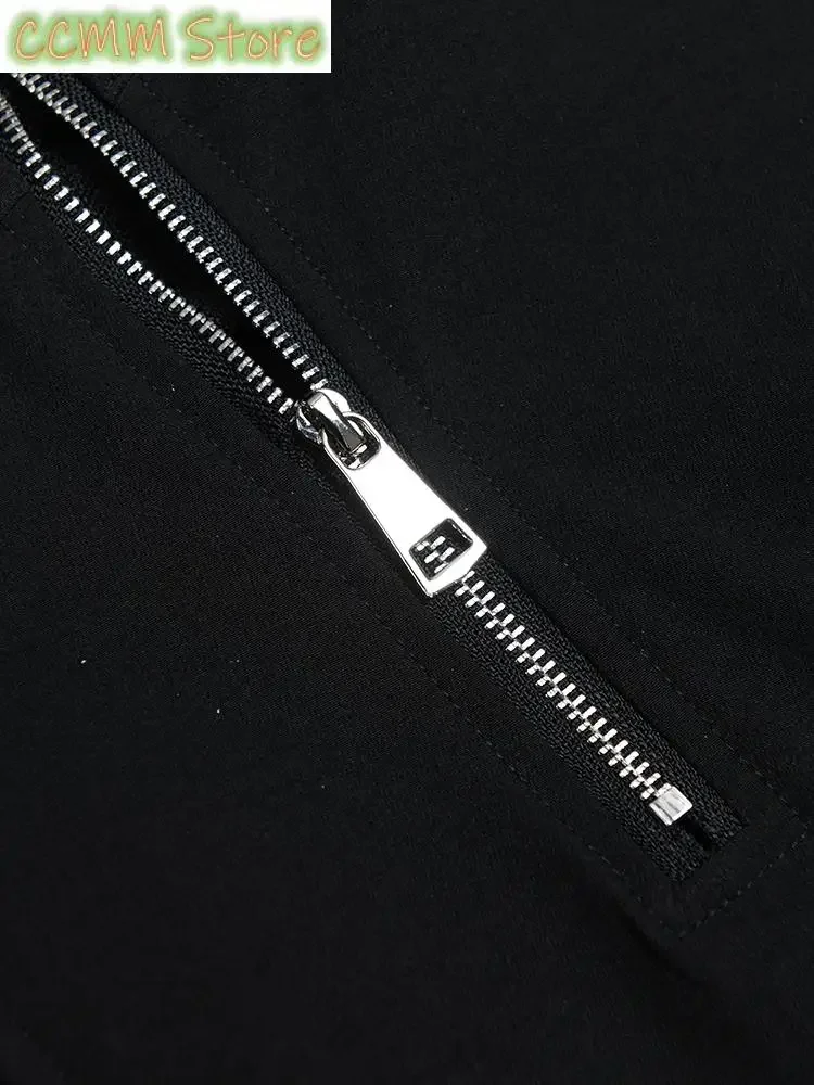 Black Zipper Irregular Big Size Long Jacket New Hooded Long Sleeve Women Coat Fashion Spring Autumn