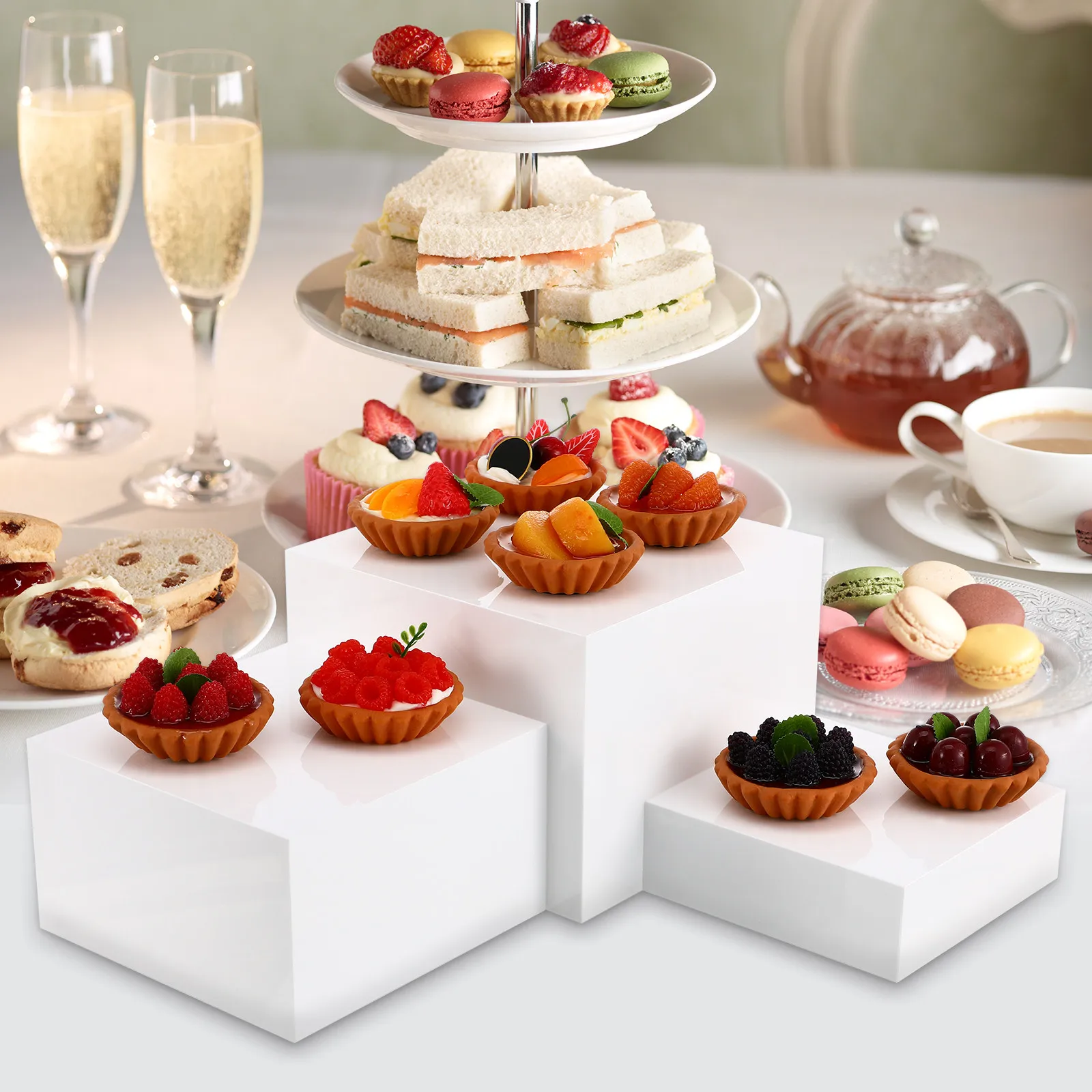 

1 set 1 Set Food Display Riser Acrylic Cube Stand For Dessert Buffet Party Cupcake Holder Catering Supplies Organizer