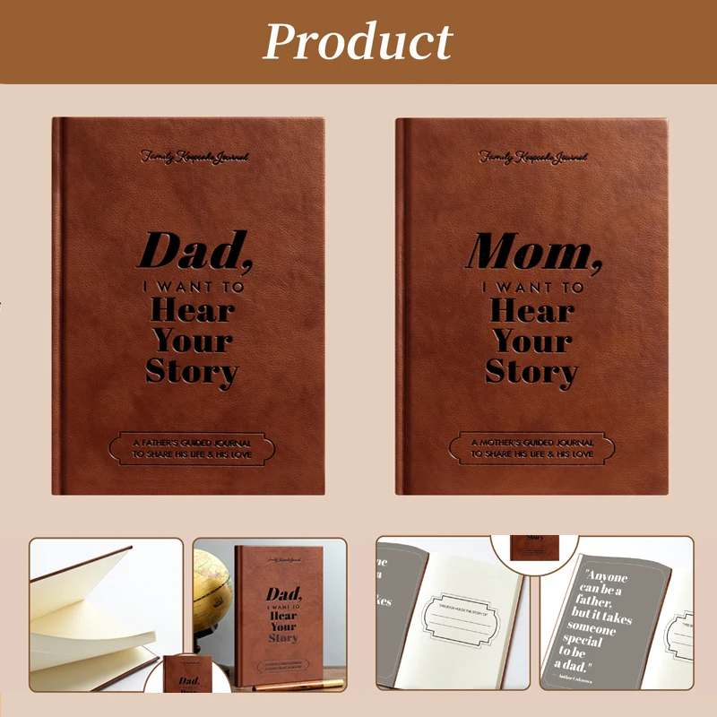 Mom/Dad, I Want To Hear Your Story Planner Learther Portable Notebook Multipurpose Journal Books A Mather'S Guided Journal Gift