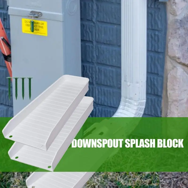 Gutter Splash Guards Down Spout Extender Rain Gutter Tray Guard Prevent Soil Erosion 2pcs With Nails For Ground Protection &
