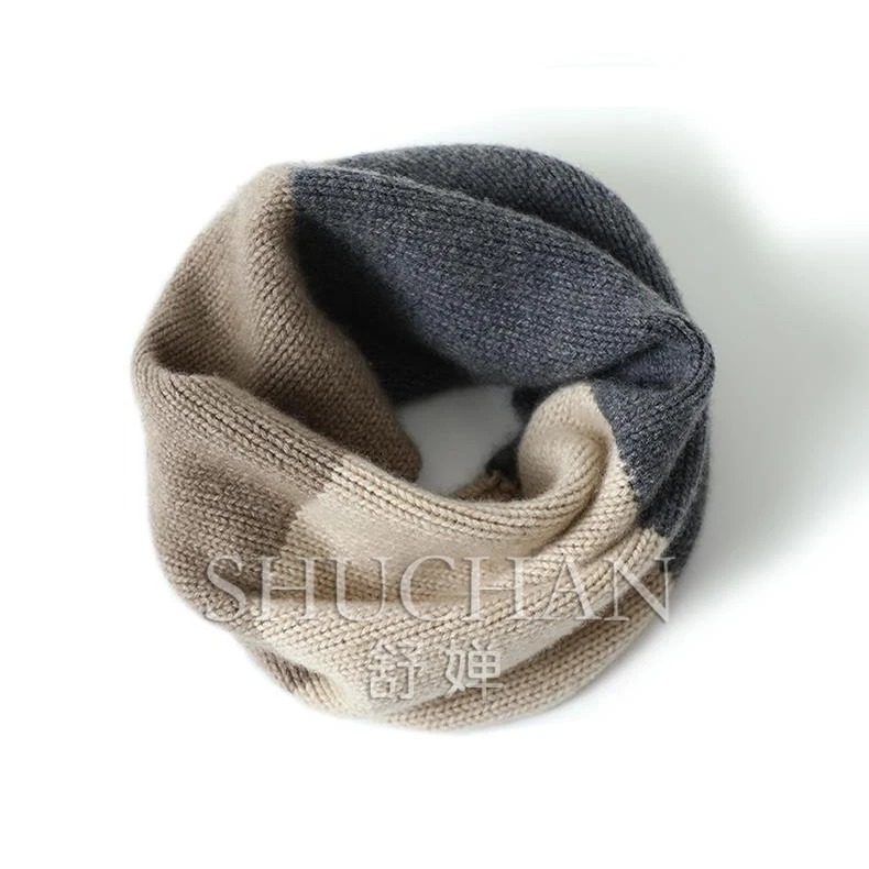 

ring Pure cashmere neck cover color matching men's and women's same autumn and winter warm wool knitted scarf