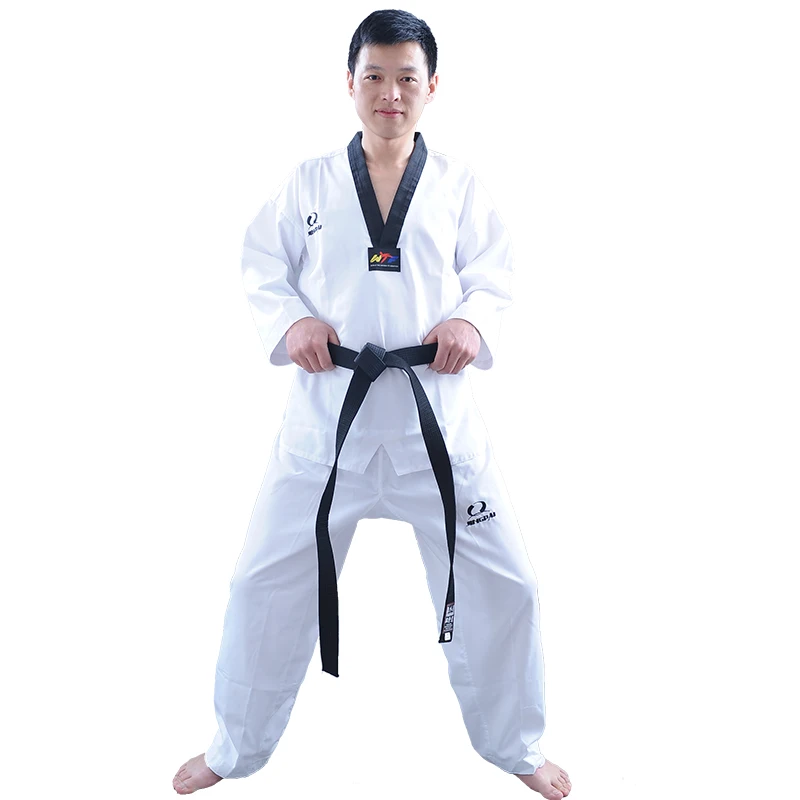 Child Kids Adult Male Female Cotton White Breathable Taekwondo Uniform Suit WTF Approved Dobok Training Clothes TKD Dobok Belt