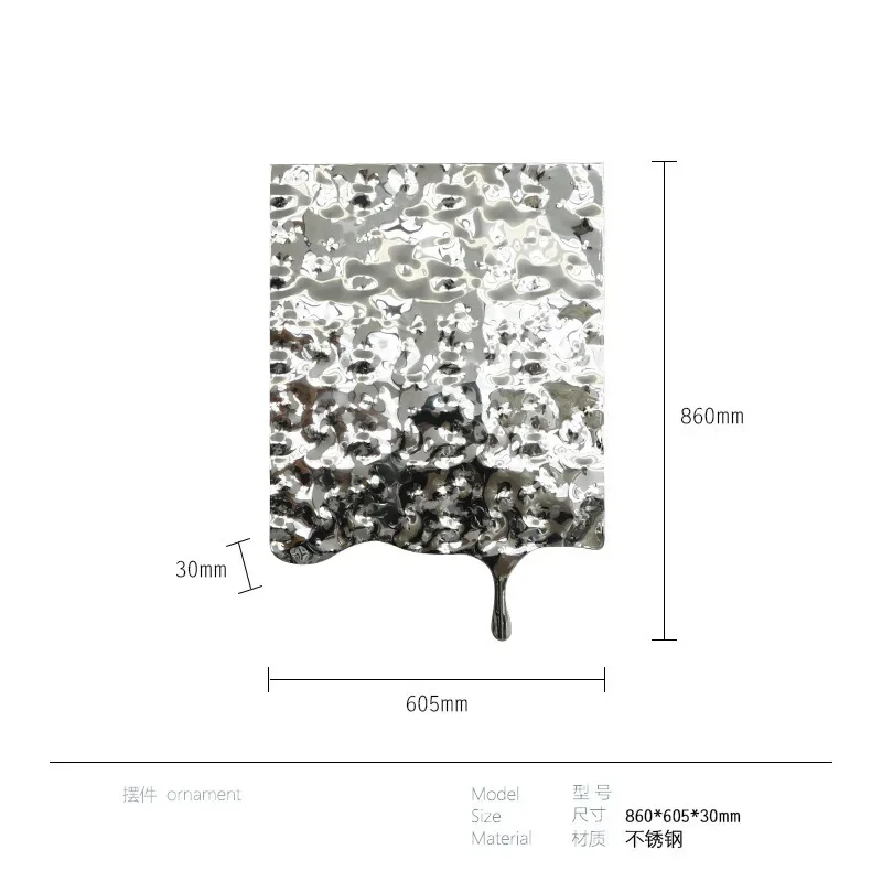 Modern simple and creative stainless steel drip decoration hanging painting hotel clubhouse lobby wall three-dimensional wall