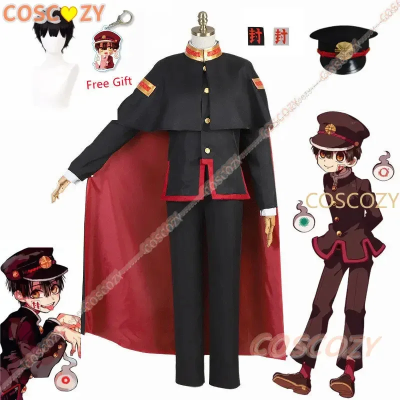 

Anime Jibaku Shounen Hanako kun Yugi Amane Cosplay Costumes Toilet bound Hanako kun Cloak Black Full Set Uniform Wig Hat