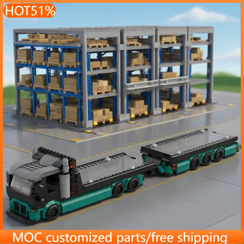 

584 PCS transport Car transport vehicles and their trailers. MOC Customize Modular Building Block Kids DIY Festival Toy Gift