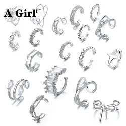 Elviragirl 1 Pcs Charming Line Zircon Clip On Earrings Ear Cuff Without Piercing Earrings Jewelry