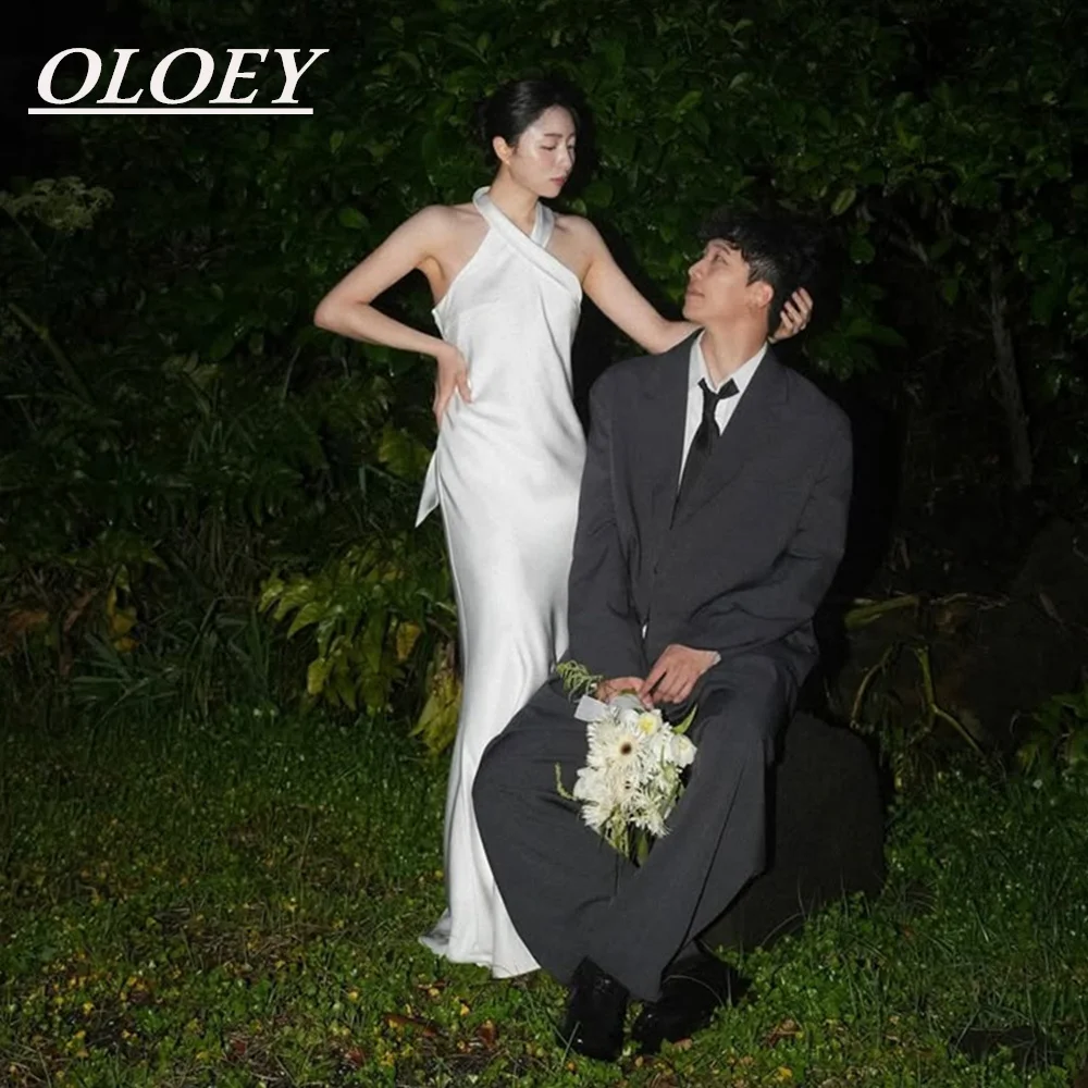 

OLOEY Simple Halter Mermaid Wedding Dresses Korea Photoshoot Silk Satin Sleeveless Bridal Gown 2026 Customized Floor Length