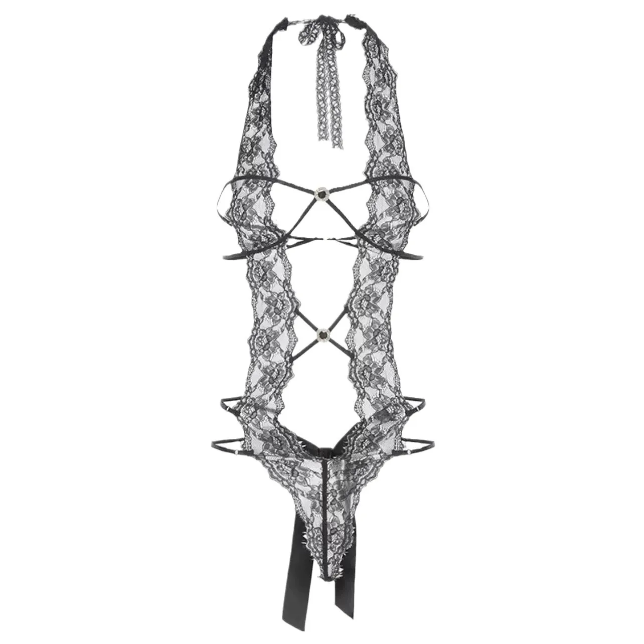 جنسي الملابس الداخلية تألق الماس الدانتيل مغر الدانتيل انظر من خلال بذلة جوفاء المرأة ملابس خاصة موحدة ساخنة ومغرية #5