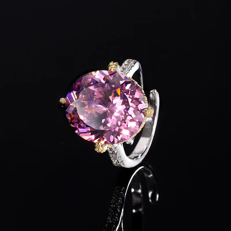 Jewelry Gold-Plated Bird's Nest Cut Gemstone Vintage Egg-Shaped Ring for Women 14*16