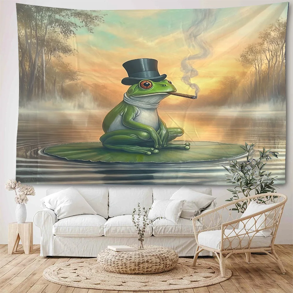 Psychedelic personality frog background decoration tapestry, home dormitory background wall, cool decoration tapestry