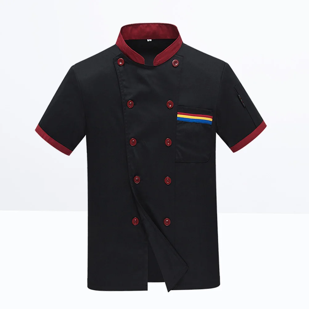 Krótki rękaw, luźna kurtka robocza do restauracji, hotelu, piekarni, odporna na tłuszcz, oddychająca, łatwa w czyszczeniu.