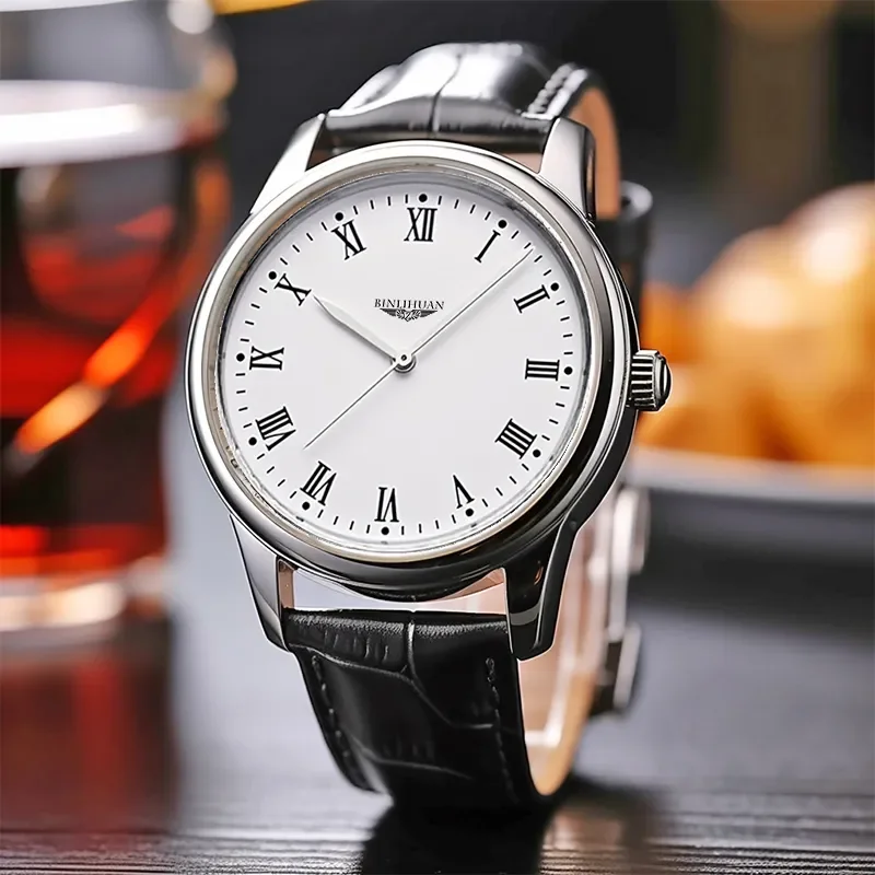 ساعة كوارتز رجال الأعمال الفاخرة الوسيم مع حزام جلدي مقاوم للماء من أفضل العلامات التجارية الجديدة موديل 2025 ساعة يد للرجال