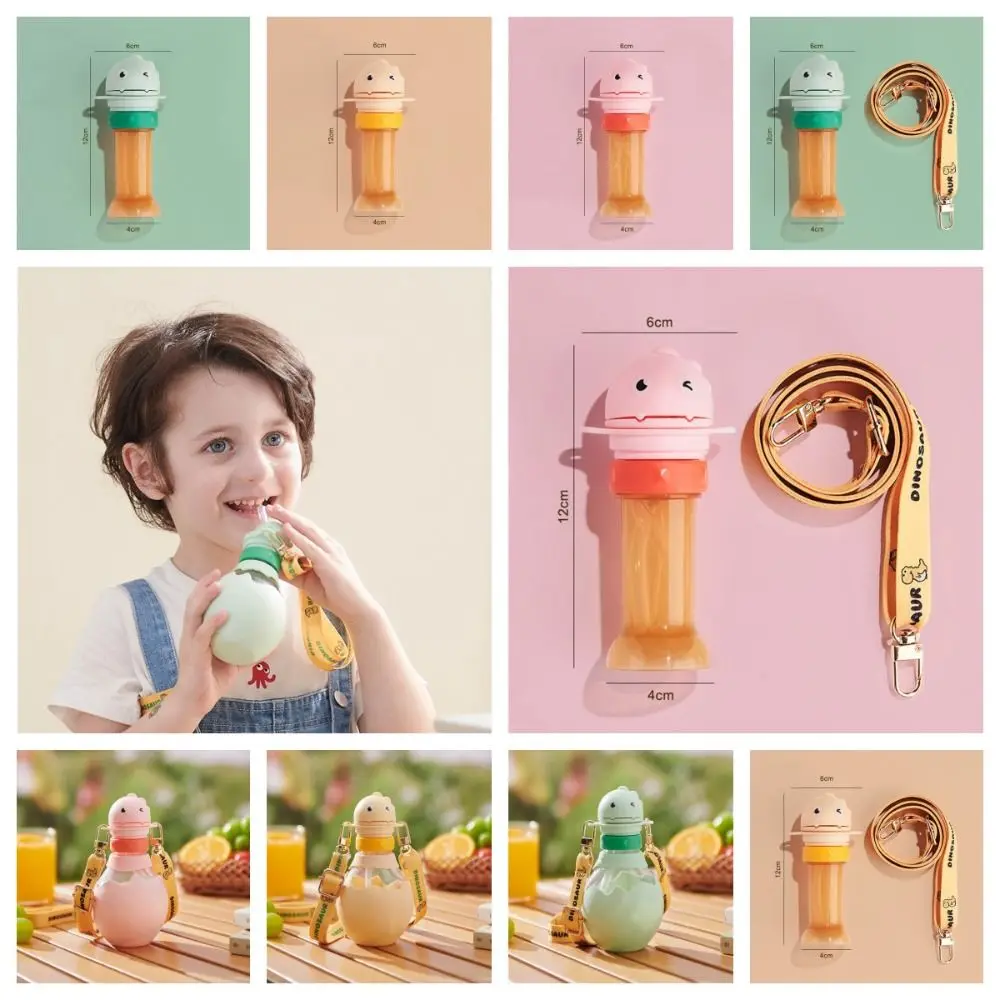 

Cartoon Dinosaur Baby Water Bottle Cap 2 in1 Twist Cover Cap Bottle Replacement Lid Silicone Straw With Straw