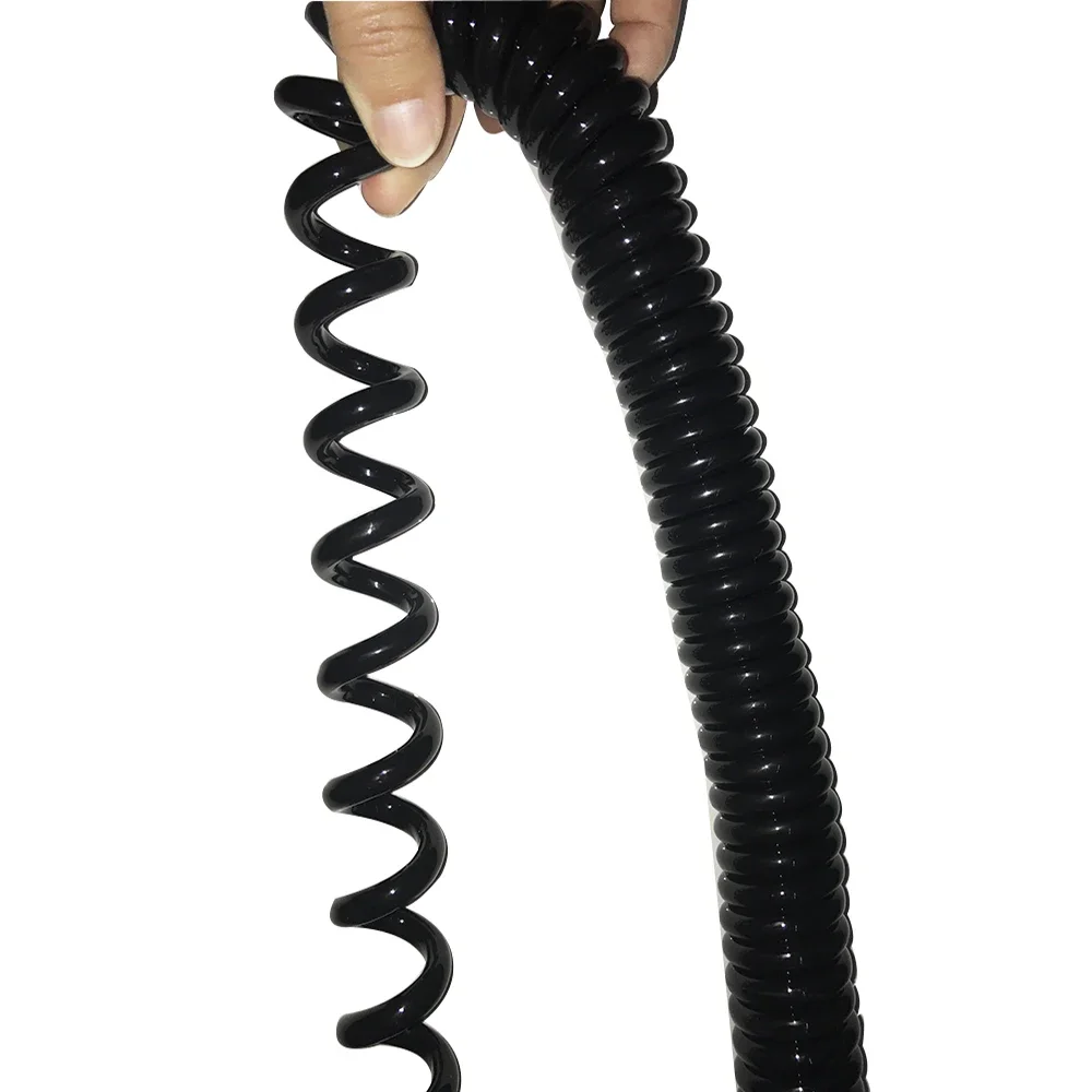 

20awg 6core Spiral Cable Spring Power Cord Telescopic Black Power Copper Wire Black PU Sheathed Extensible Wire Customize Length