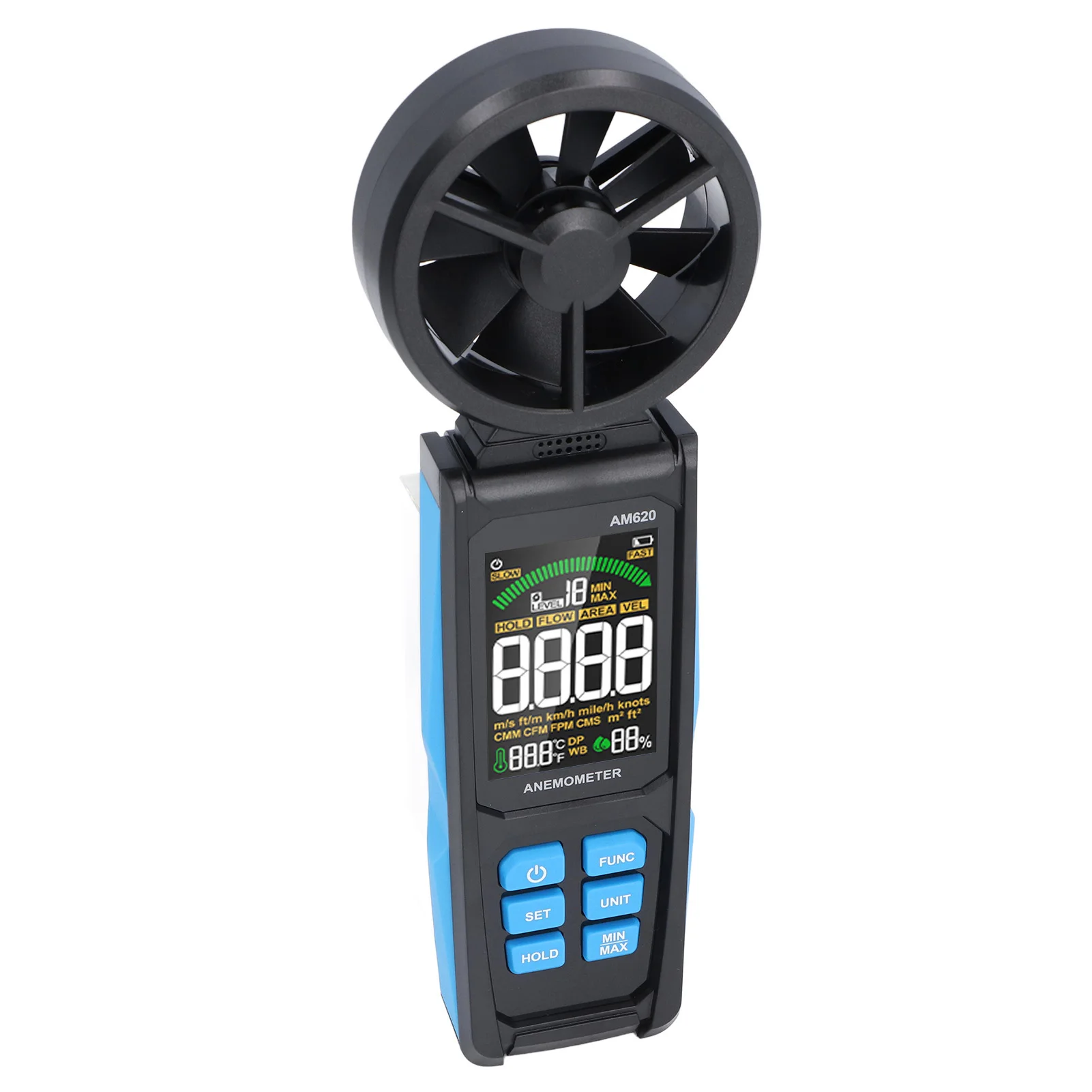 AM620 Digital Anemometer with Low Battery Indication Auto Power Off After 15 Minutes and 40 mA Working Current Efficiency