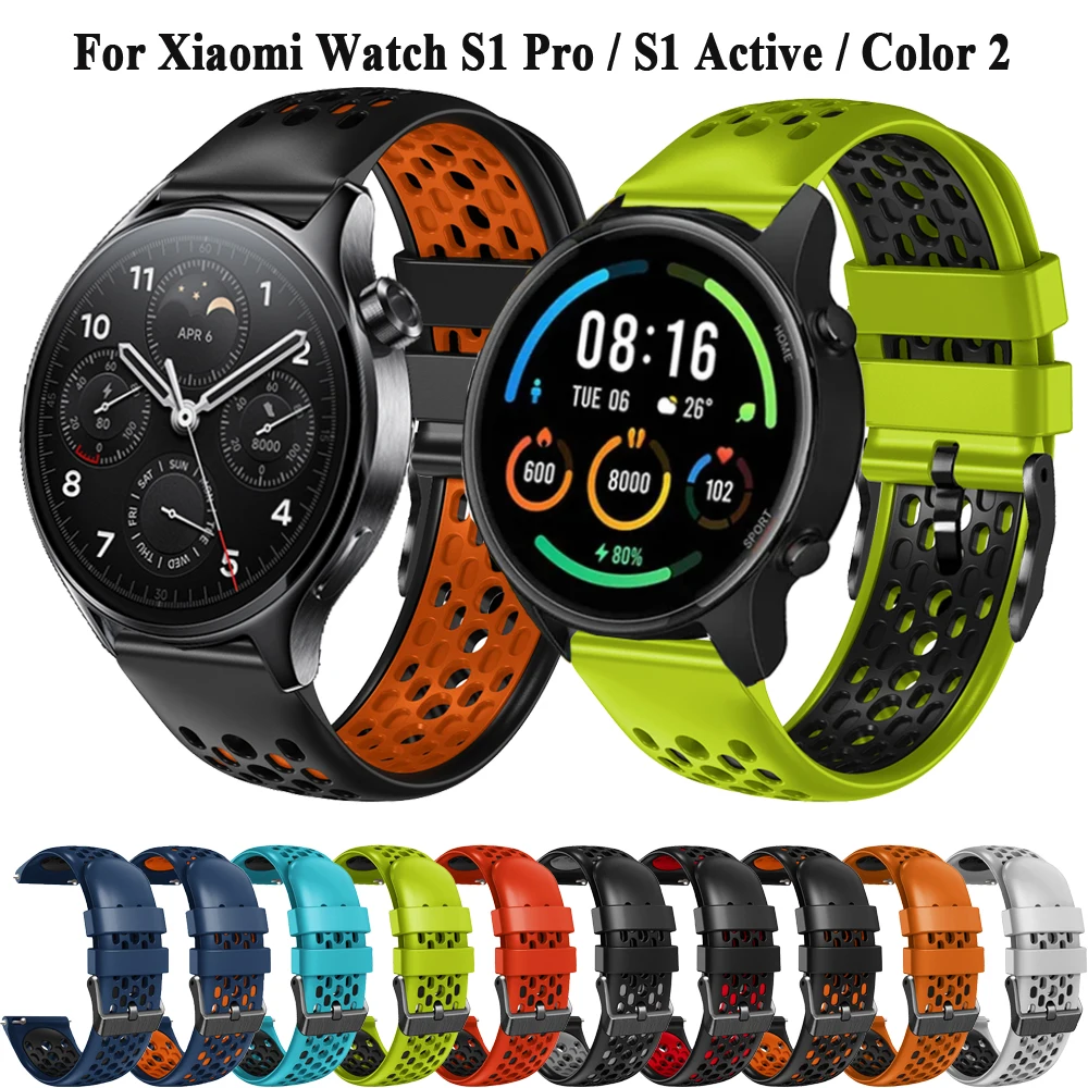 Two-Tone Silicone Strap For Xiaomi Watch S1 Pro S4 Sport Band Wristband For Mi Watch S3 S2 42 46MM S1 Active Bracelet Watchband