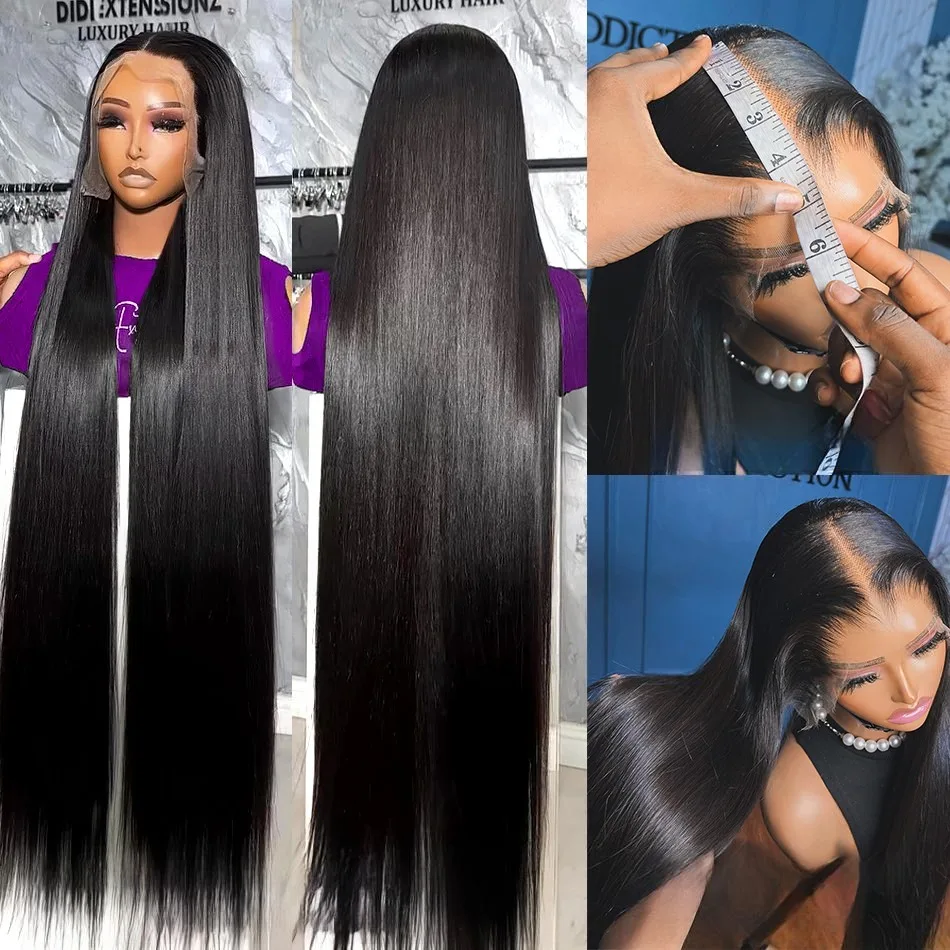 

250 Density 30 40 Inch Bone Straight 13x6 13x4 Transparent HD Lace Frontal Wigs 100% Human Hair 5X5 Glueless Lace Front Wig