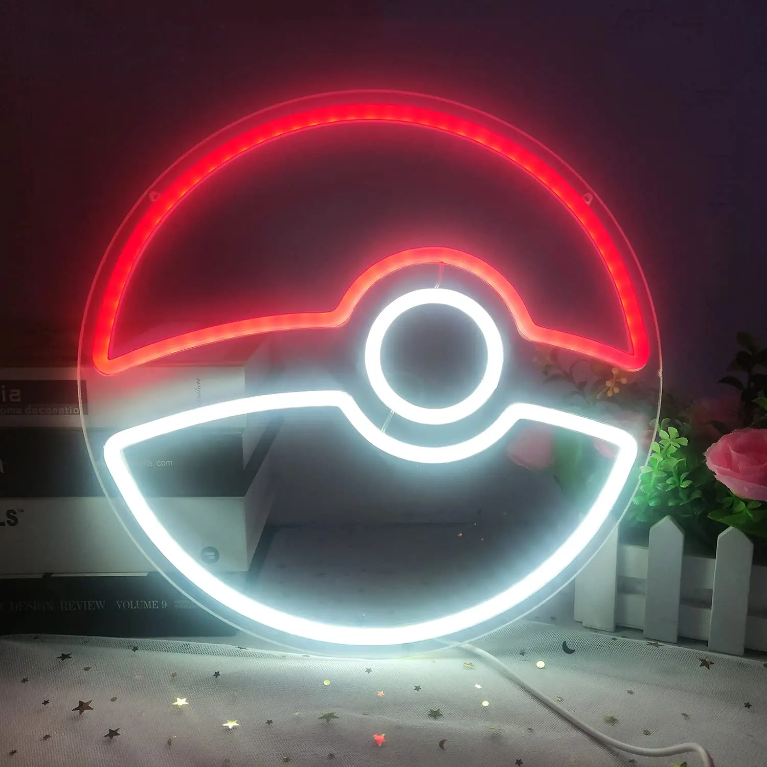 Anime Neon Sign Fairy Ball Night Light Dimmable Children's Room Cave Man Bedroom Games Christmas Fan Gifts for Boy