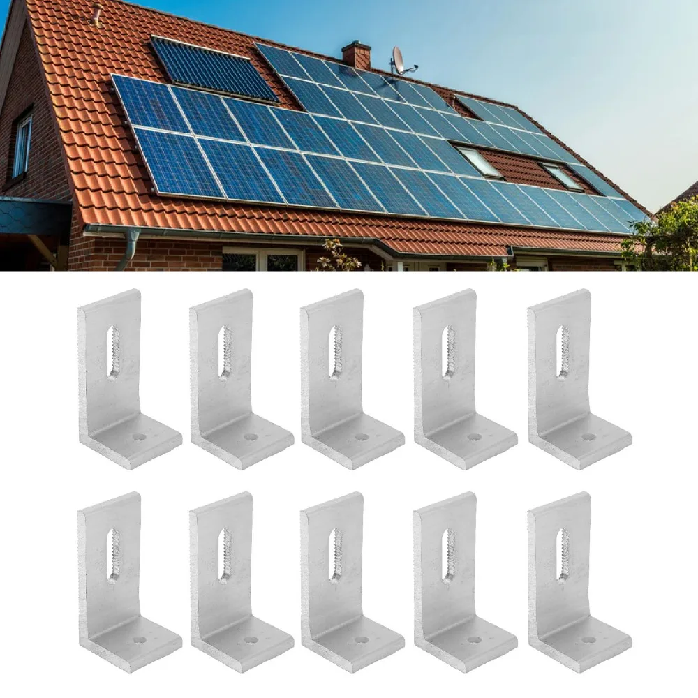 10pcs Heavy Duty Solar Panel Mounting Bracket Weather Proof Strong Load L Foot Solar Mount Slotted Holes Waterproof
