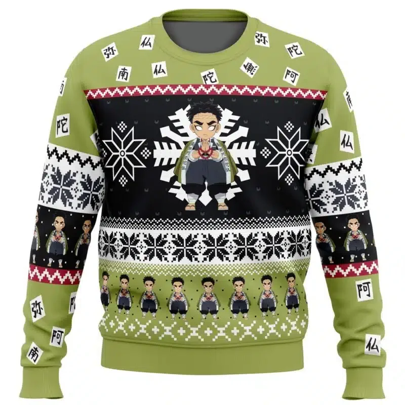 Chibi Navidad Muzan Kibutsuji Demon Slayer suéter de Navidad feo regalo Santa Claus pulóver hombres sudadera 3D y Top otoño