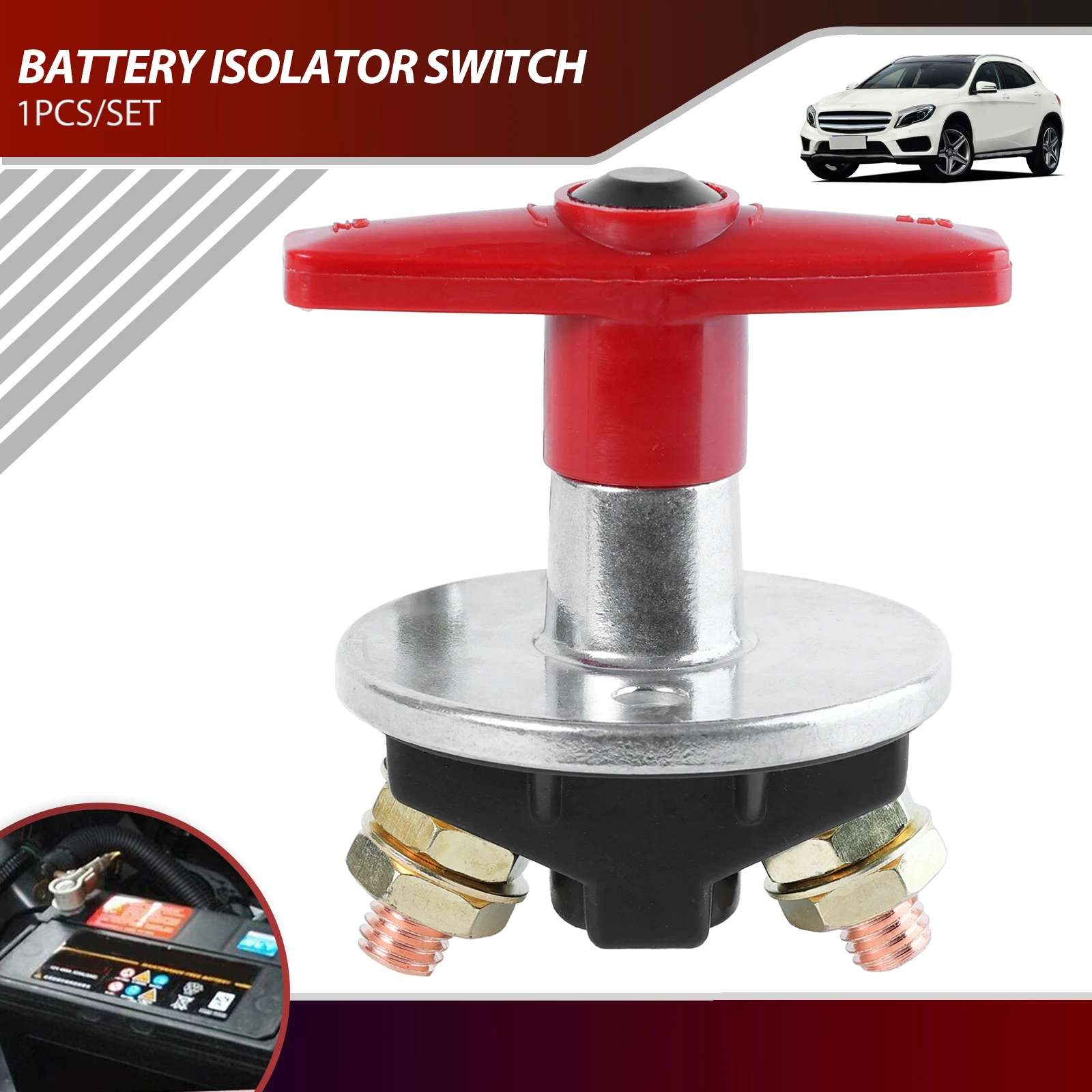 12V 24V Red 2Key Cut Off Battery Main Kill Switch Vehicle Car Modify Isolator Disconnector Truck Boat Auto Car Power Switch 300A