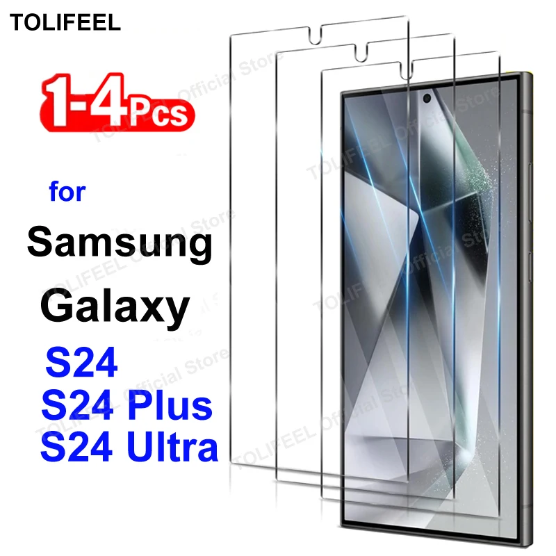 Tempered Glass For Samsung Galaxy S24 Ultra S24+ Screen Protector Transparent Glass For Samsung S24 Plus Fingerprint Unlock