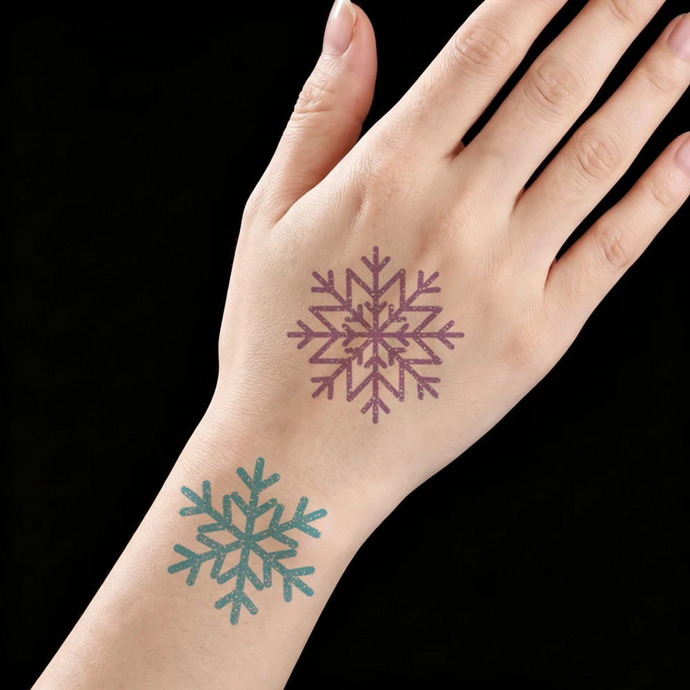 30pcs Christmas Temporary Tattoos for Women Men Glitter Snowflake Fake Tattoo For Hand Face Body Christmas Party Tattoo Stickers
